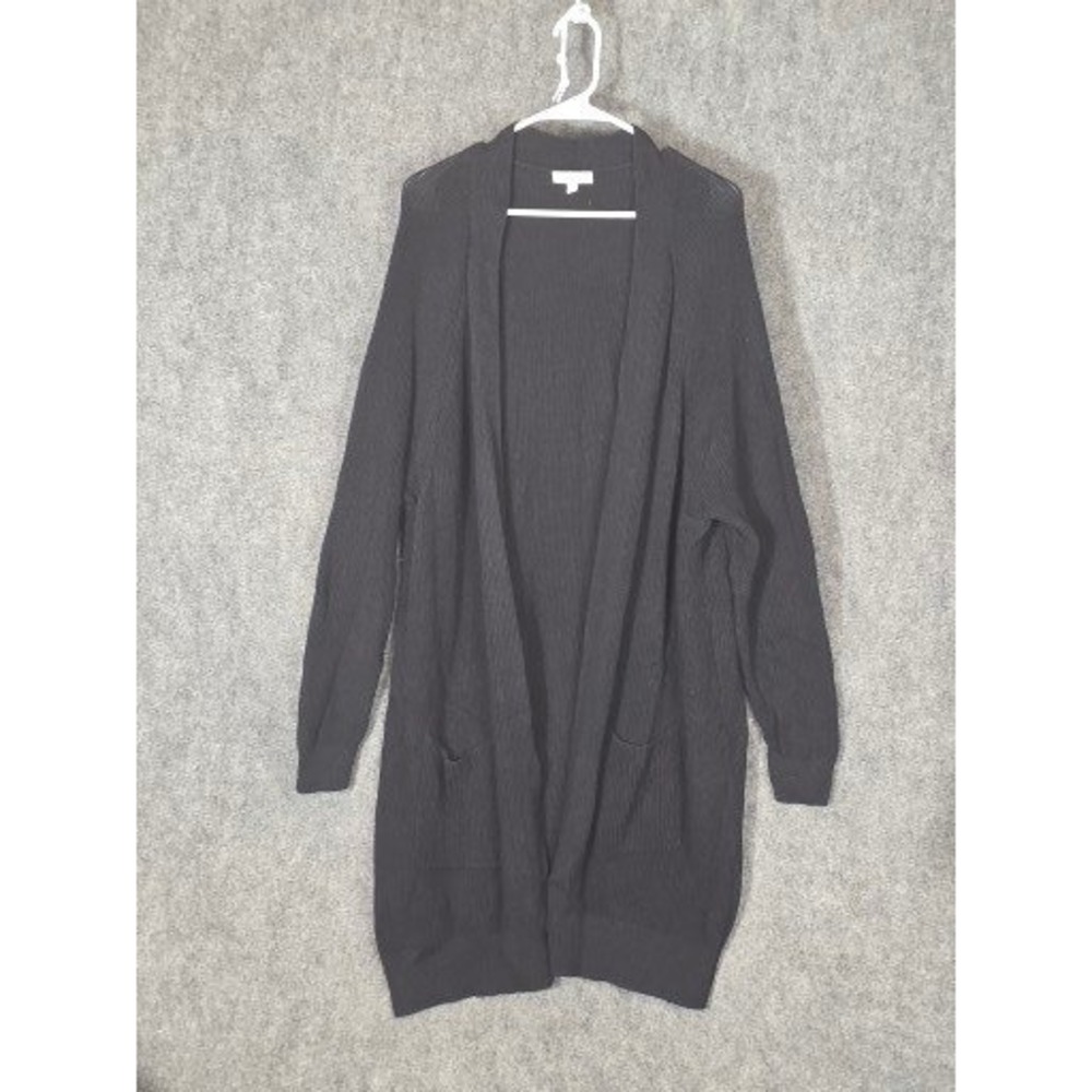 BP Black Ribbed Longline‎ Cardigan Sweater Pockets Cozy Oversized Sz 3X Office